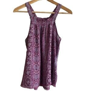 Pink Rose Womens Boho Smock Lace Floral Halter Purple Blue Small